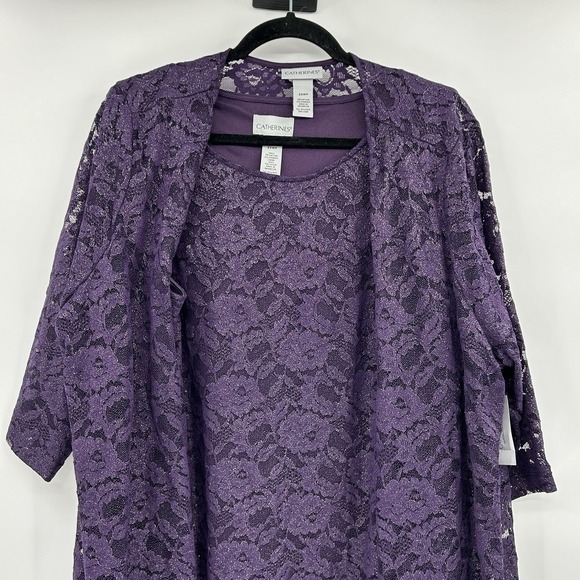 Catherines Lace Tank and Duster Set Size 22WP Purple Mature Feminine Romantic - Picture 2 of 16